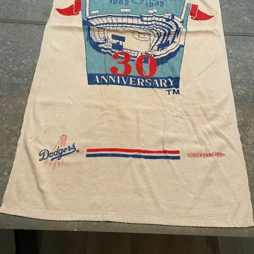 Vintage Los Angeles Dodgers 30th Anniversary Dodger Stadium Beach Towel 90s